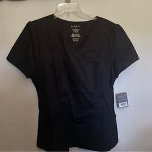 Jaanuu Mock Neck Wrap Scrub Top Black NWT